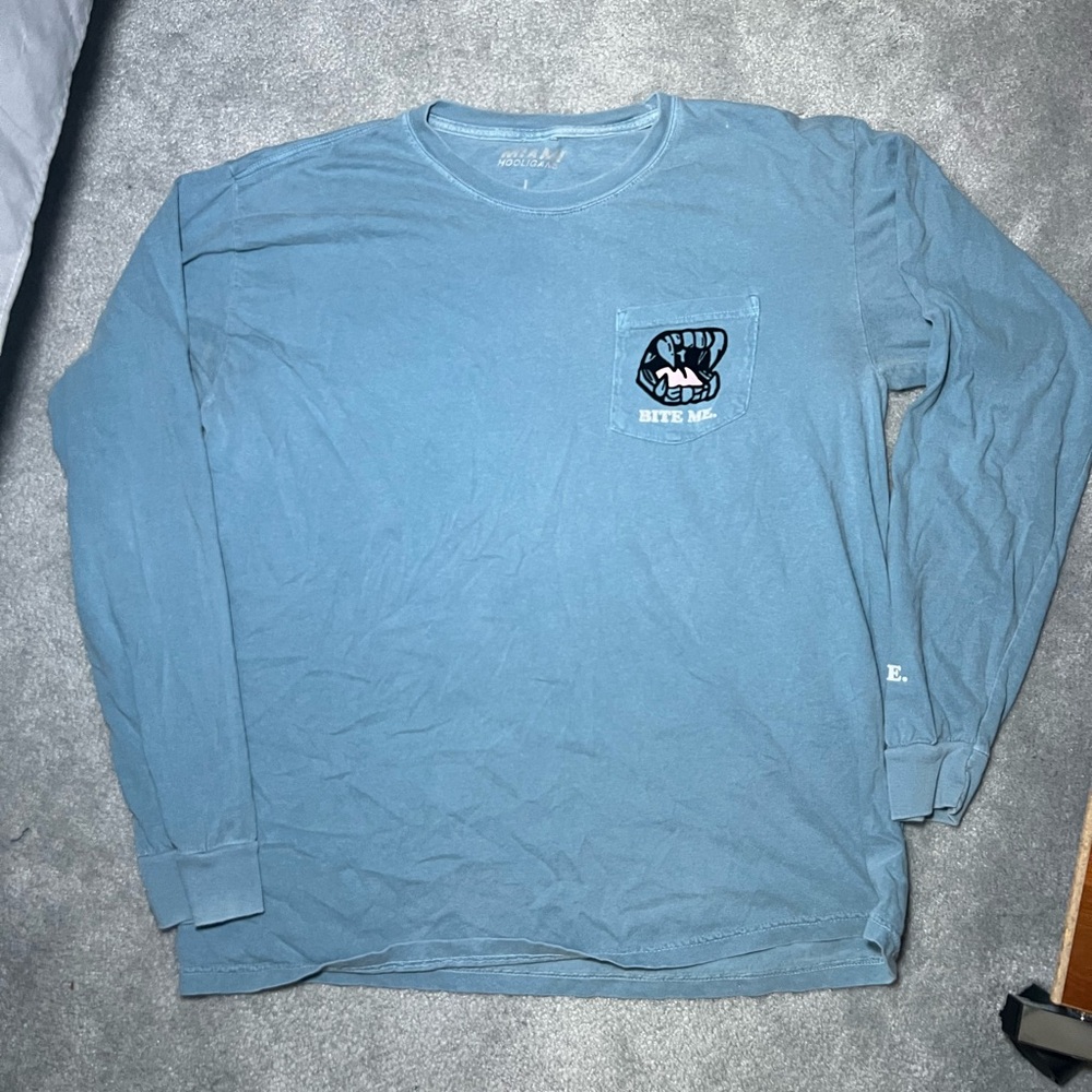 Miami Hooligans Blue Bite Me Long Sleeve Size Large